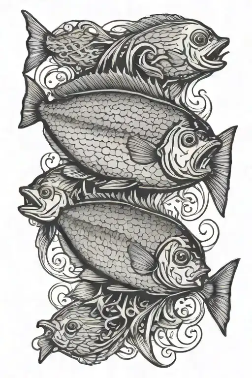 flounder fish gig saltwater fishing boat tattoo design idea
