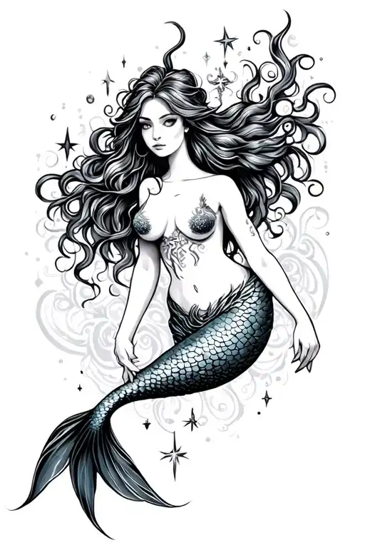 starsign mermaid tattoo design idea