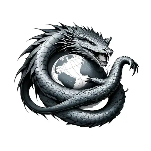 jörmungandr wrapped around world tattoo design idea