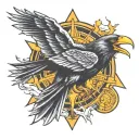 lightning raven compas tattoo design idea