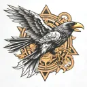 lightning raven compas tattoo design idea