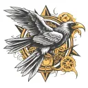 lightning raven compas tattoo design idea