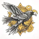 lightning raven compas tattoo design idea