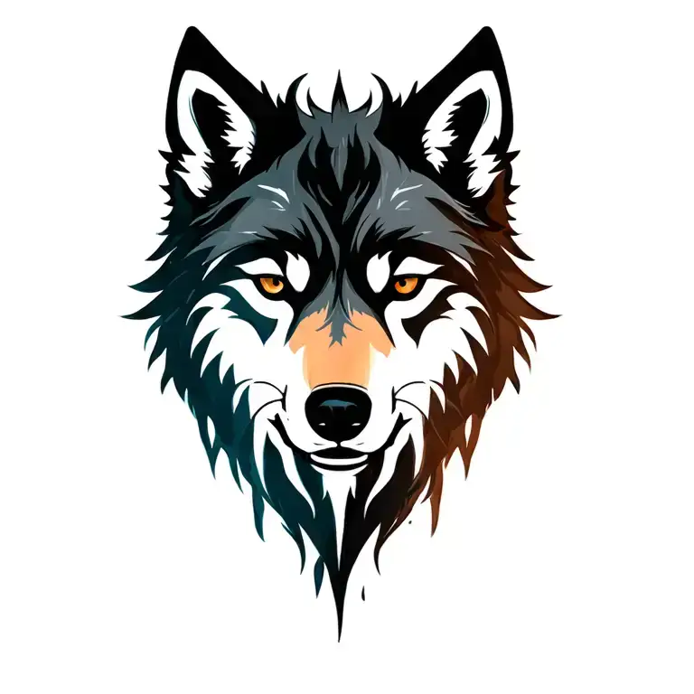 shadow wolf silhouette tattoo design idea