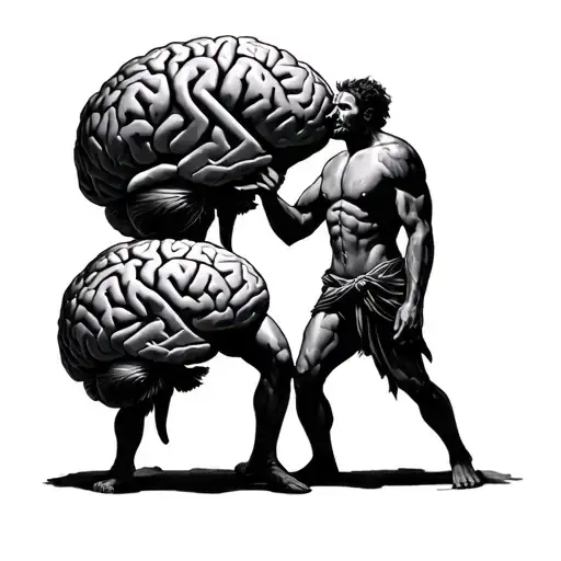 brain vs David and Goliath  tattoo design idea