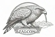 falcon mountains rocky falcon words underneith tattoo design idea