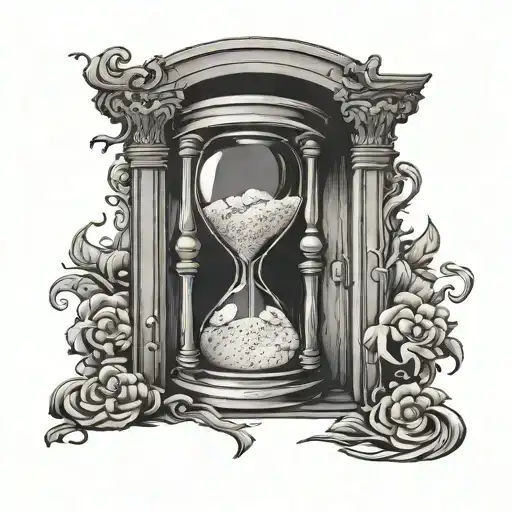 The door opens and an hourglass comes out. tattoo design idea