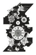 Wake up,Your time is limited,1999,trust no one “ red color”,00:00,Libra sign  tattoo design idea