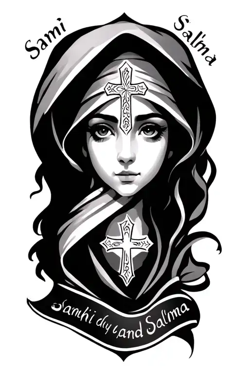 Sami and Salma  are by my daughter and son and I want to write their names as a tattoo with a cross tattoo design idea