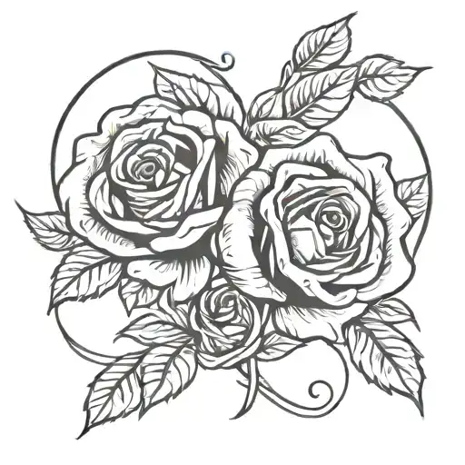 Gemini zodiac sign roses intertwined tattoo design idea