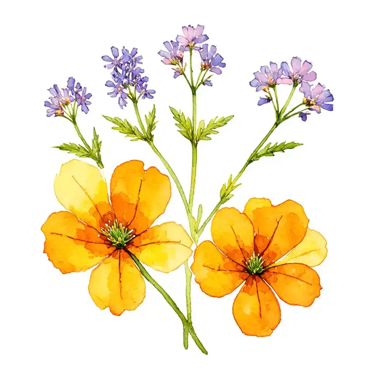 Vervain Verbena flowers with small tattoo design idea