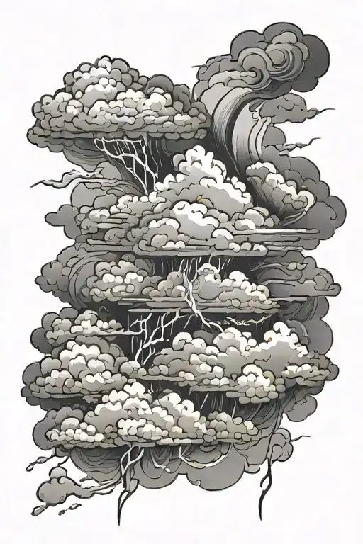 clouds and lighting storm tattoo design idea