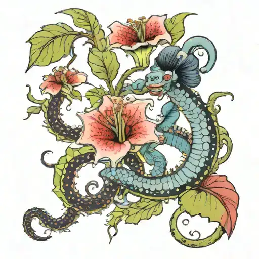 carnivore plant eating tattoo design idea