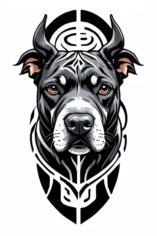 maze dog bull tattoo design idea