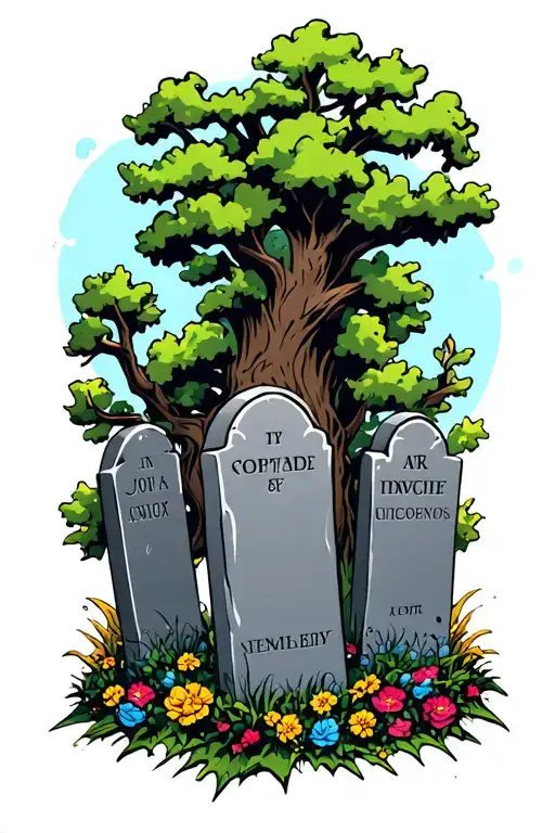 graveyard with tombstones tattoo design idea