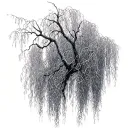 weeping willow tree branch tattoo design idea