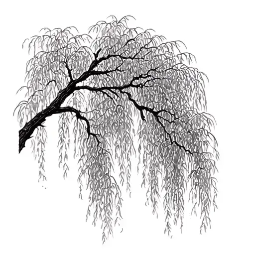 weeping willow tree branch tattoo design idea