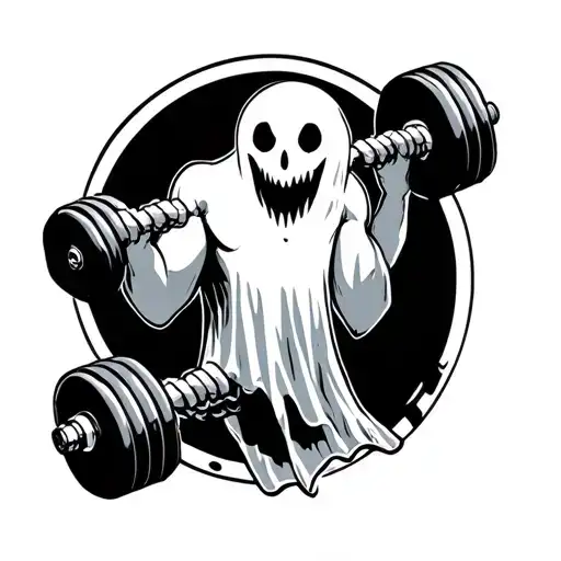 sheet ghost lifting weights tattoo design idea