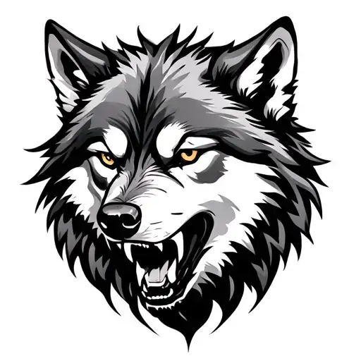 wolf, growling, celtic pattern tattoo design idea
