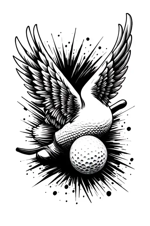 Incorporate a golf ball with wings to symbolize the freedom and excitement of the sport tattoo design idea