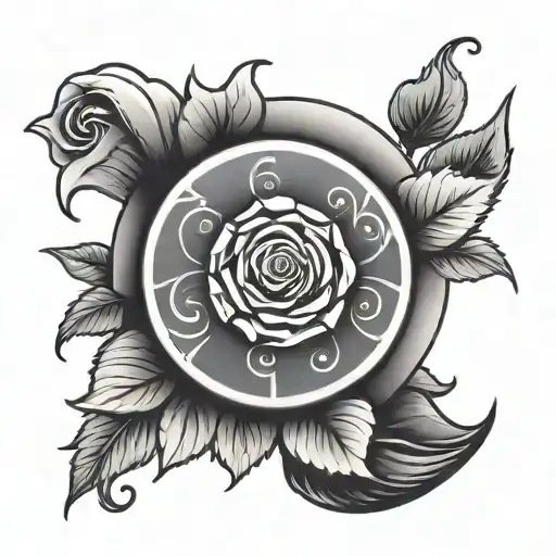 A tattoo design of a gambling chip with a rose growing out of it, representing the risks and rewards in life, with black-grey shading to add dimension tattoo design idea