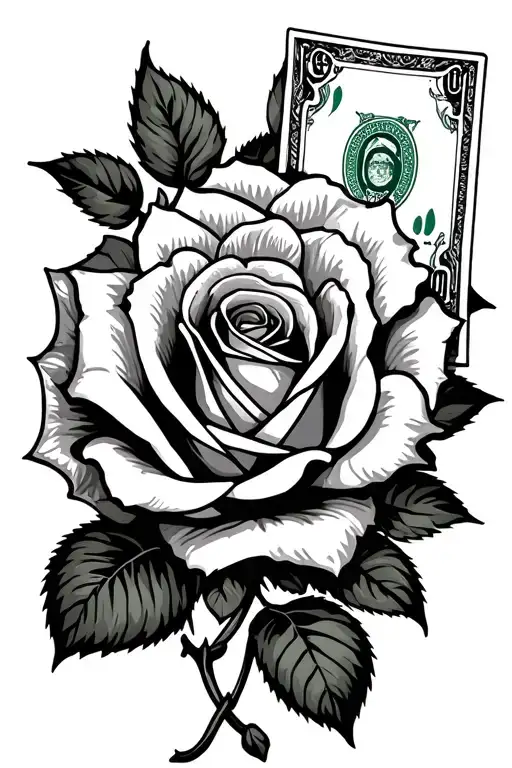 money roses and life a gamble style inspired tattoo design idea