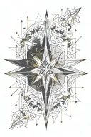 north star bohemian tattoo design idea