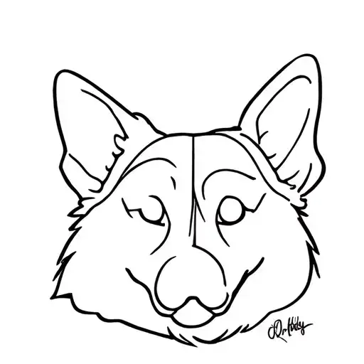 corgi face outline with eyebrows tattoo design idea