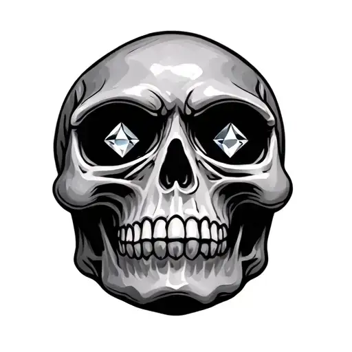 small skull with diamond eyes tattoo design idea