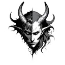 half devil half god tattoo design idea