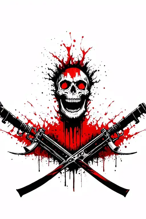 Darkness death skulls weapons trees darkness smile evil tattoo design idea