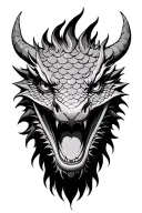 dragon face with scales front view, no shadows tattoo design idea