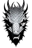 dragon face with scales front view, no shadows tattoo design idea