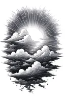 clouds and sun rays tattoo design idea