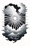 clouds and sun rays tattoo design idea