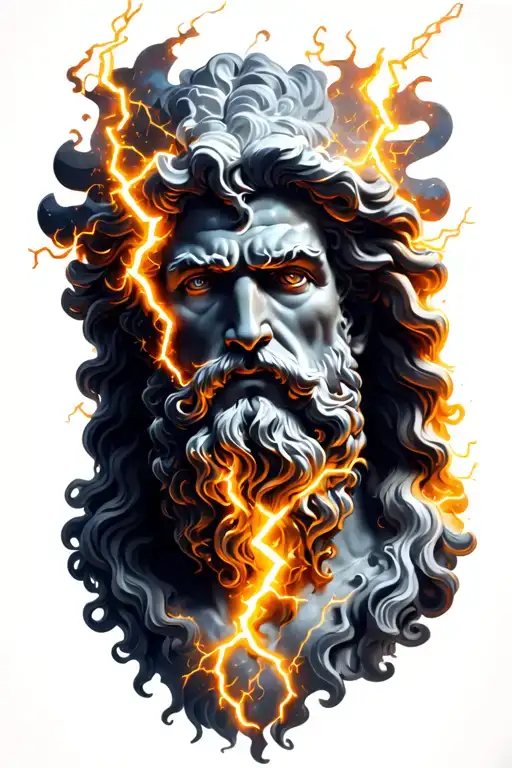 Zeus with lightning bolt tattoo design idea