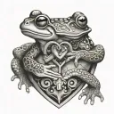 frog and turtle in heart shaped lock tattoo design idea