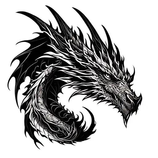 Gothic dragon tattoo design idea