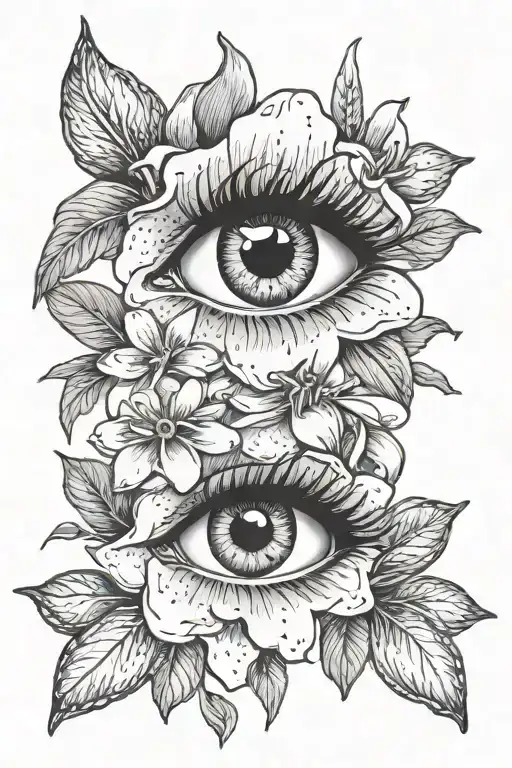 Alice cooper's eyes and white magnolia flowers tattoo design idea