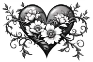 Womb Tattoo Floral heart intertwined with vines wrapping tattoo design idea
