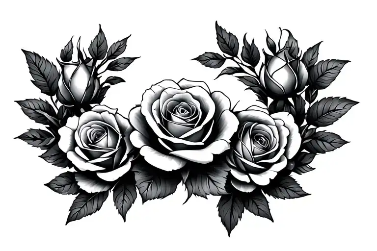 wreath of roses wrapped tattoo design idea