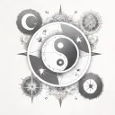 yin yang compass tattoo design idea