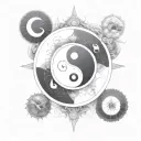 yin yang compass tattoo design idea