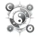 yin yang compass tattoo design idea