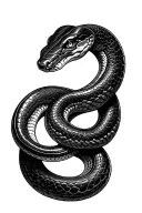 black thin snake coiled python tattoo design idea