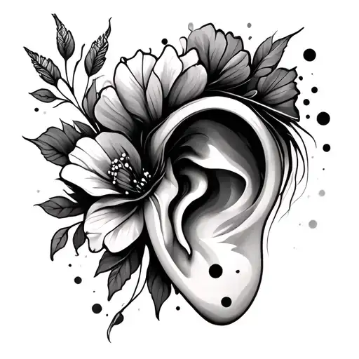 ear tattoo floral dot tattoo design idea