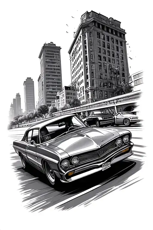 cars driving tattoo design idea