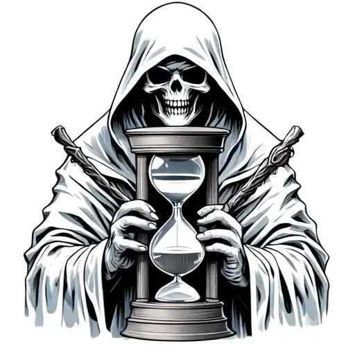 grim reaper holding hourglass tattoo design idea