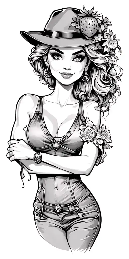 mine, barmaid, strawberry, muscle car, travel tattoo design idea