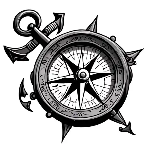 compass and anchor tattoo tattoo design idea